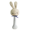 Alimrose Linen Bunny Stick Rattle — Navy Spot