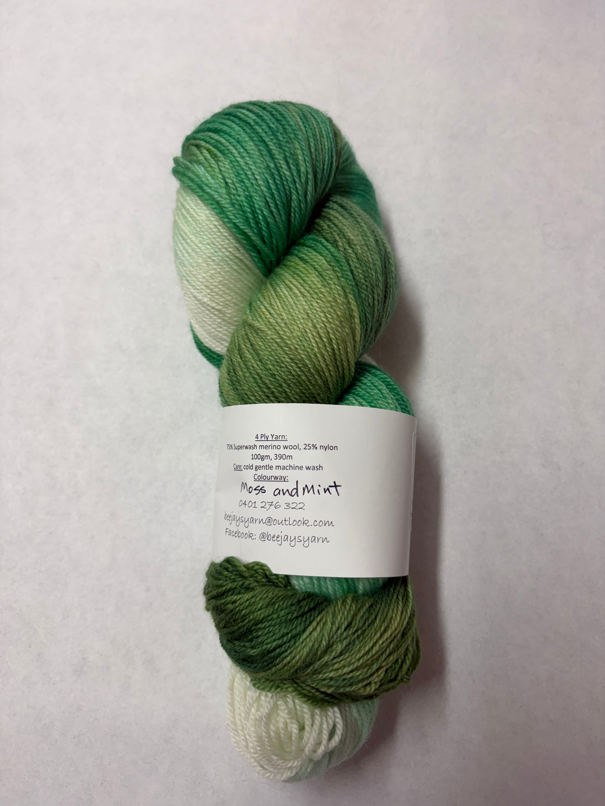 Bee Jays Hand Dyed Yarn - Moss & Mint