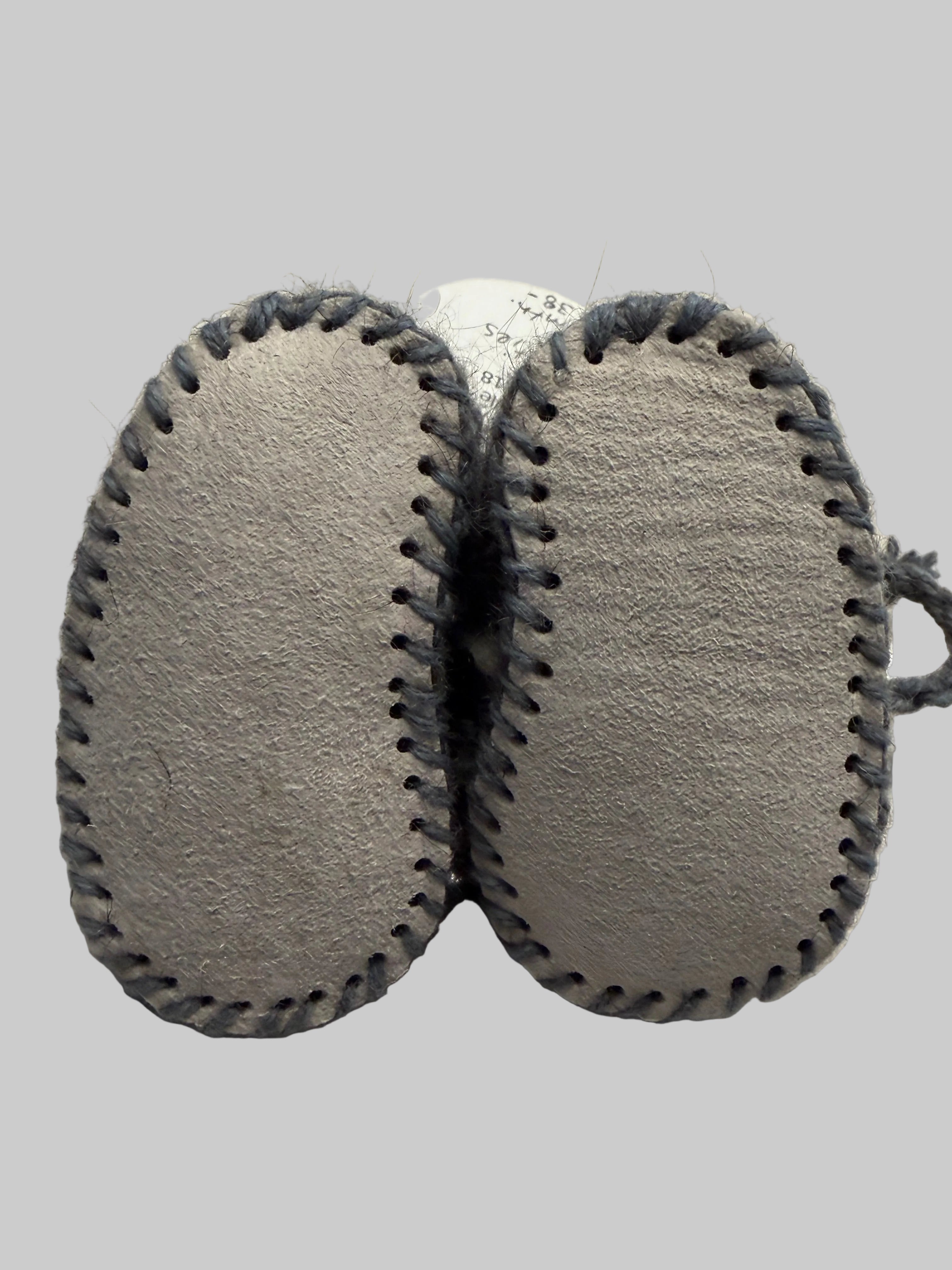 Hand Knitted Sheepskin Booties Blue