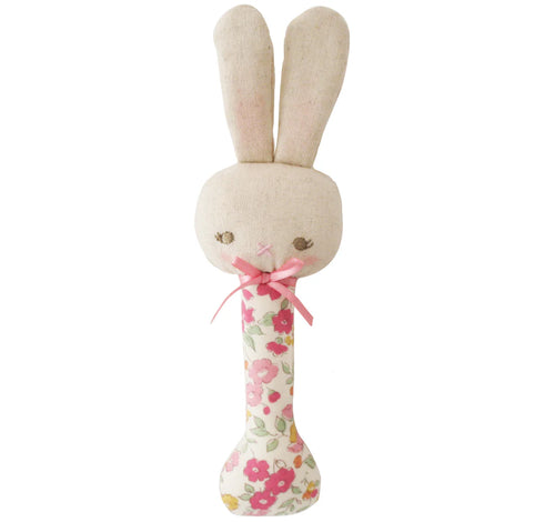Alimrose Linen Bunny Stick Rattle — Rose Garden