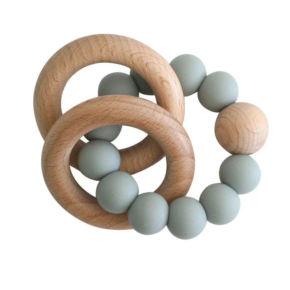 Alimrose Beechwood Teether Rings Set - Sage