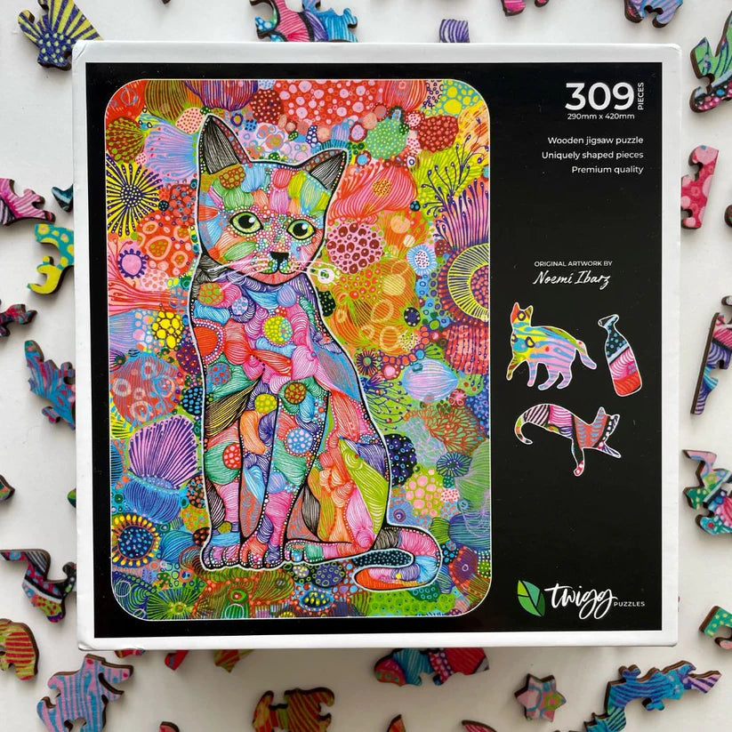 Twigg Carefree Cat Wooden Jigsaw Puzzle — 309 Pieces