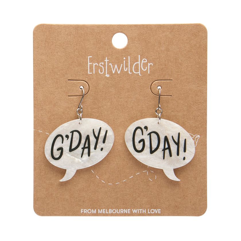 Erstwilder G'Day Drop Earrings — White