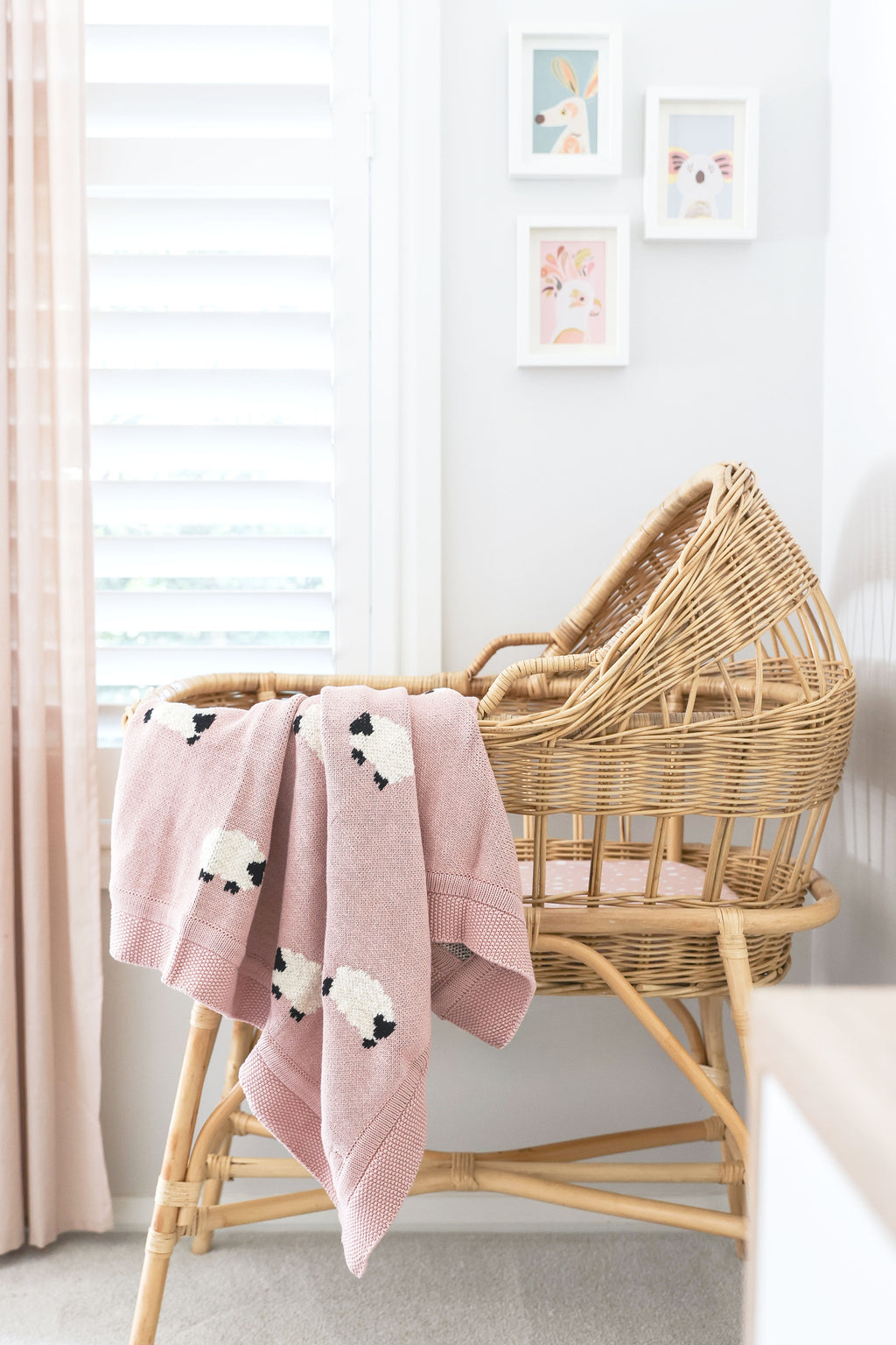 Alimrose Baa Baa Baby Blanket — Pink