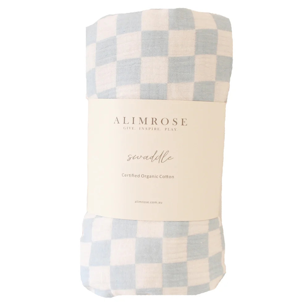 Alimrose Muslin Swaddle —  Blue Check