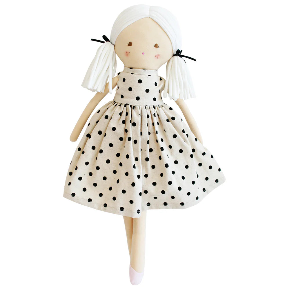 Alimrose Frankie Doll 41cm — Black Linen Spot