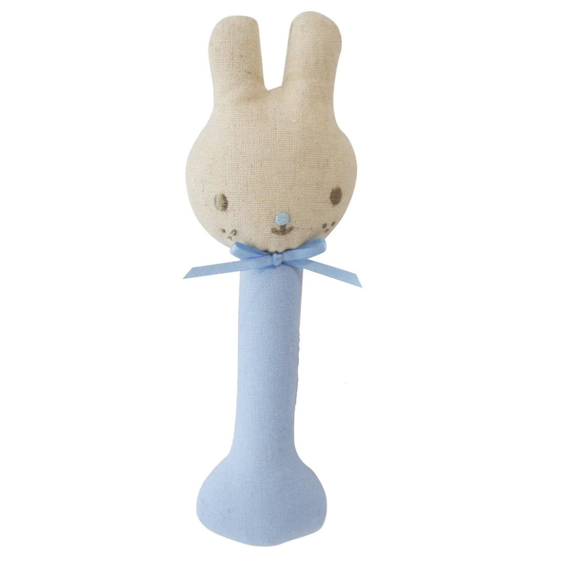 Alimrose Linen Bunny Stick Rattle — Blue