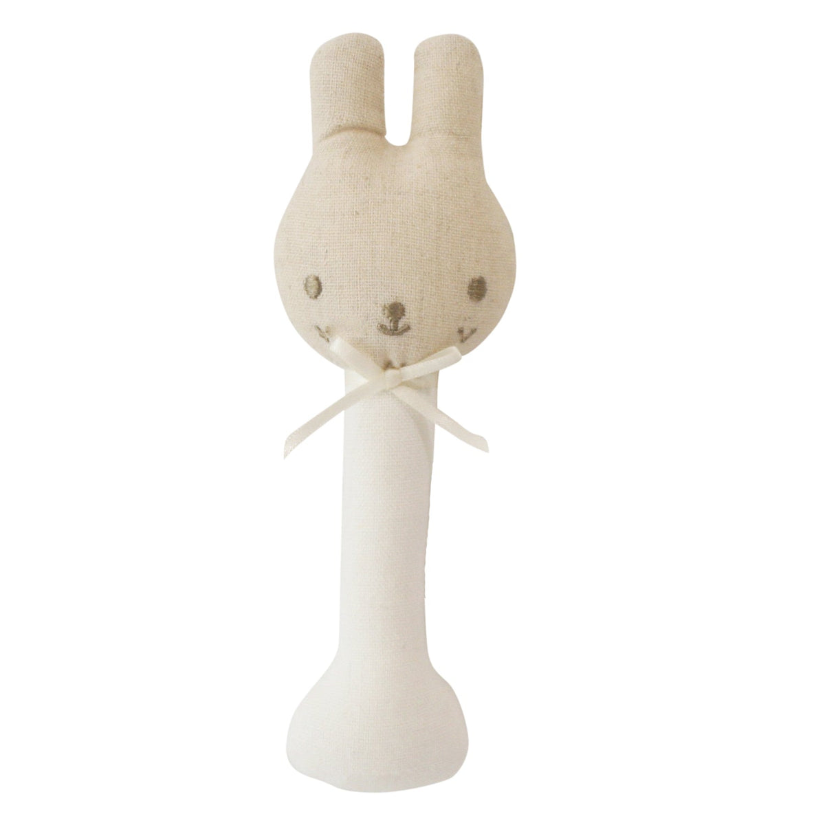Alimrose Linen Bunny Stick Rattle — White
