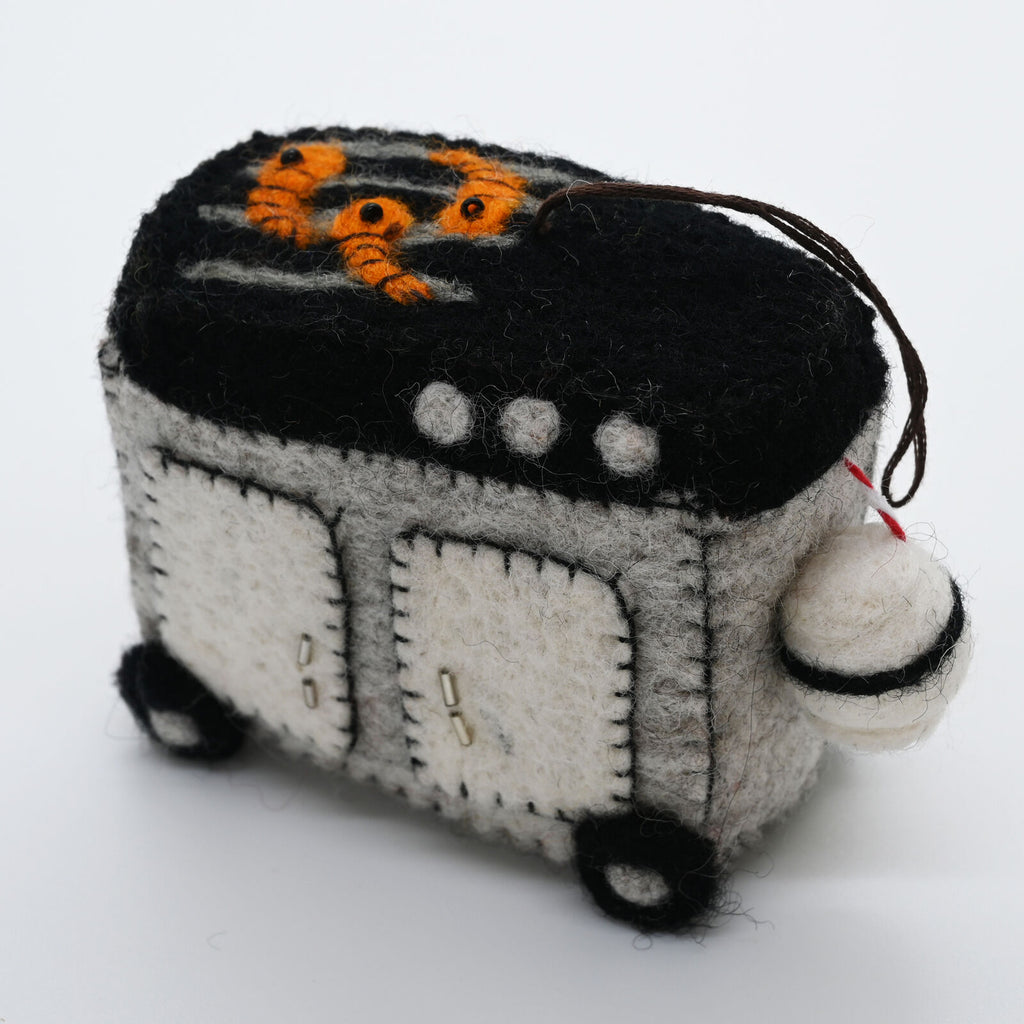 Red Tractor Designs - Handmade Felt Christmas Ornament Christmas BBQ Prawns