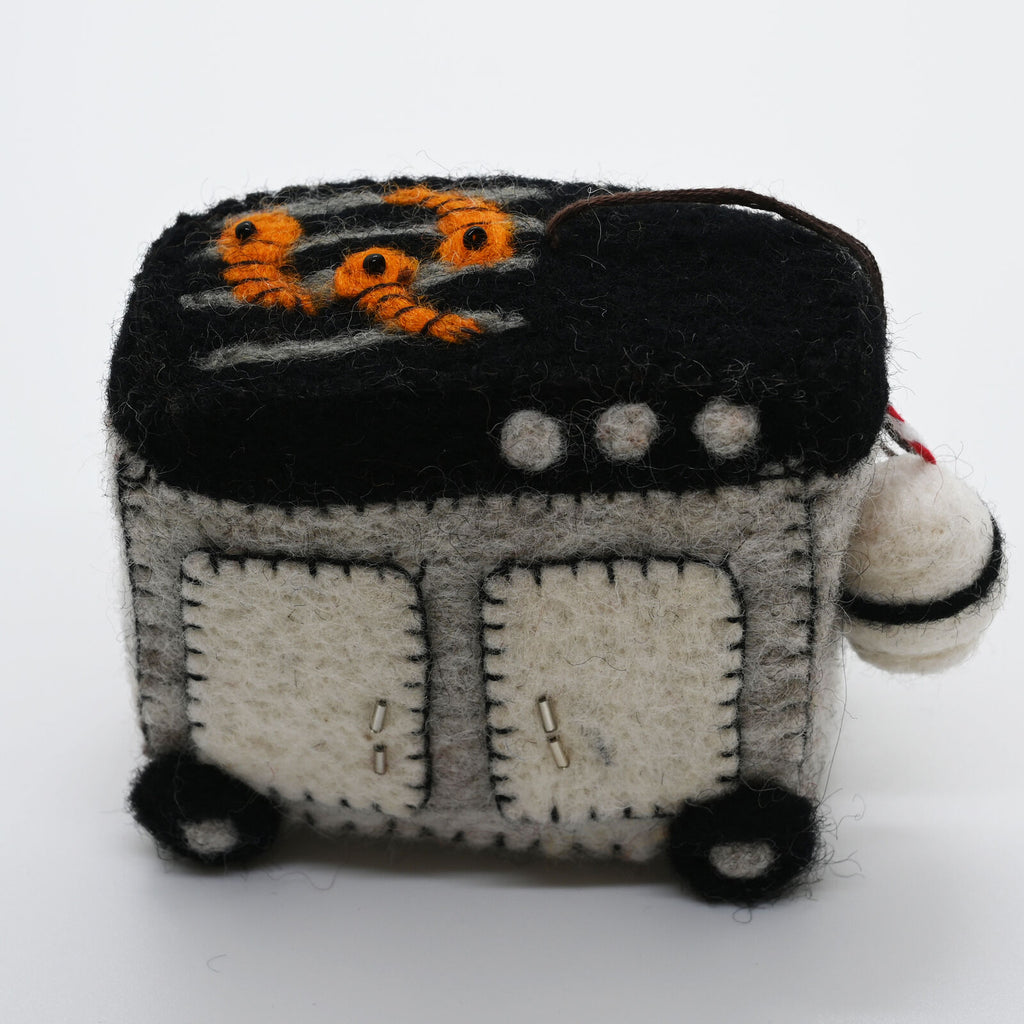 Red Tractor Designs - Handmade Felt Christmas Ornament Christmas BBQ Prawns