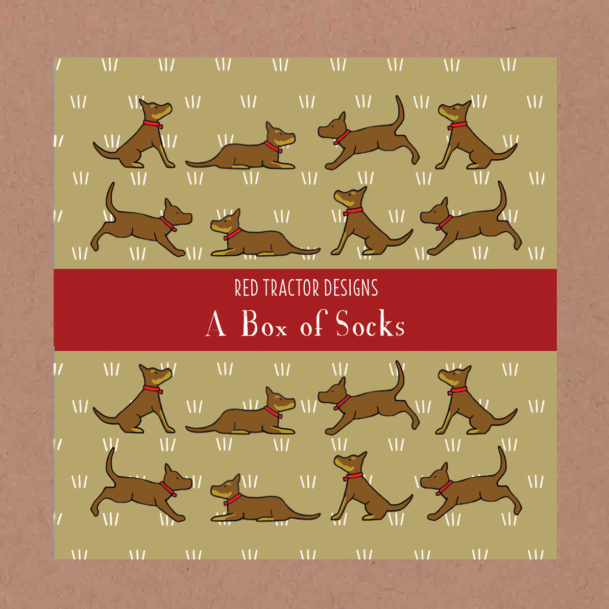 Red Tractor Designs - Cotton Socks Red And Tan Kelpies Boxed Set