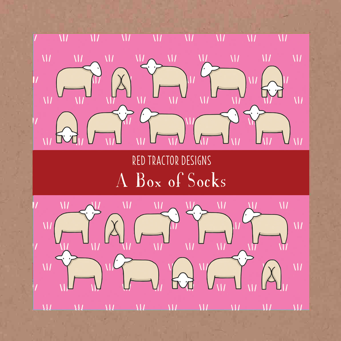Red Tractor Designs - Cotton Socks Sheep On Pink Boxed Set (Blue Cuff)