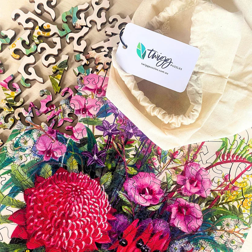 Twigg State Floral Emblems Wooden Jigsaw Puzzle — 245 Pieces