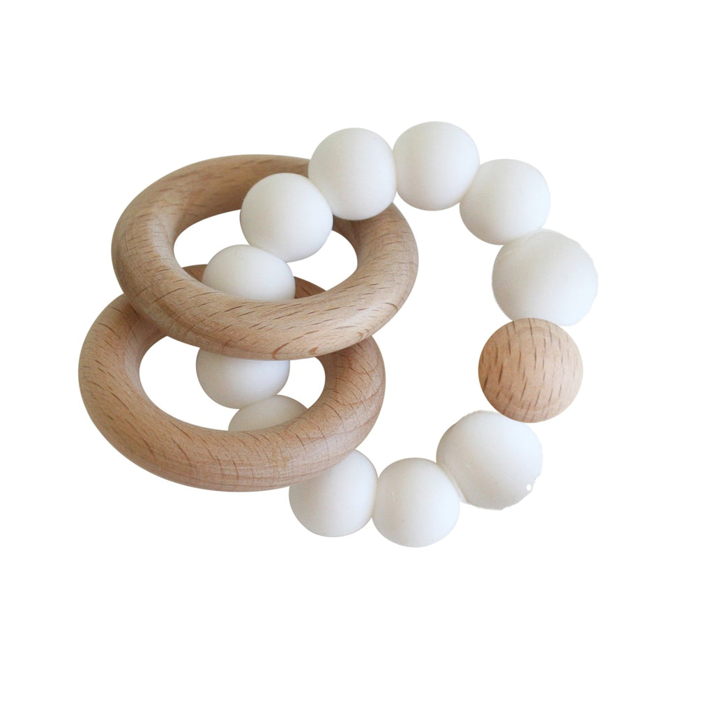 Alimrose Beechwood Teether Rings Set - Milk