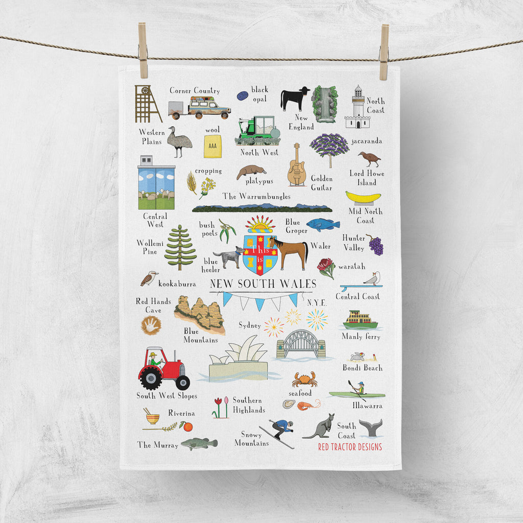 Red Tractor Designs Linen Tea Towel — This Is New South Wales