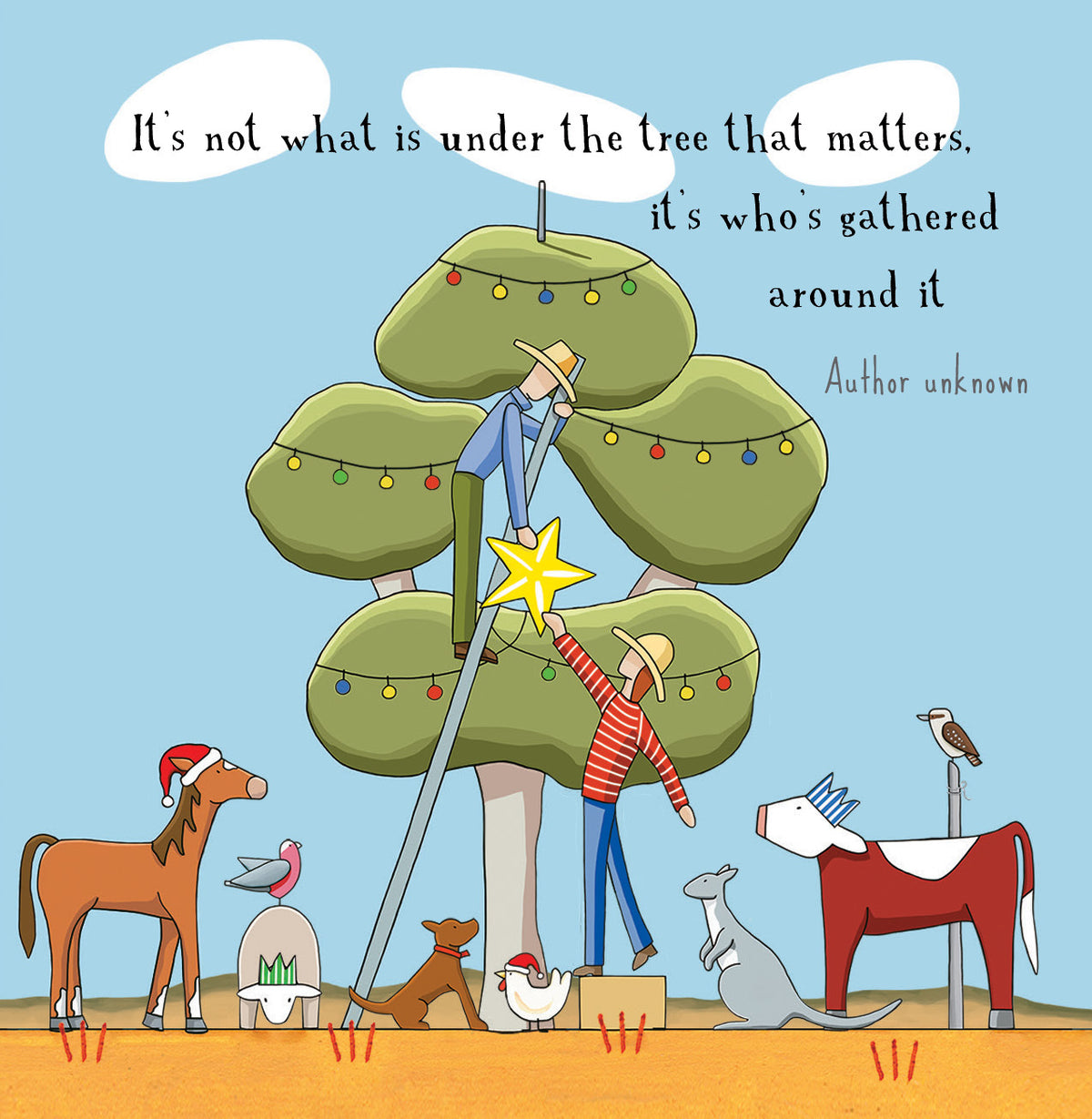 Red Tractor Designs - Christmas Square Cards 10 Pack Around The Tree