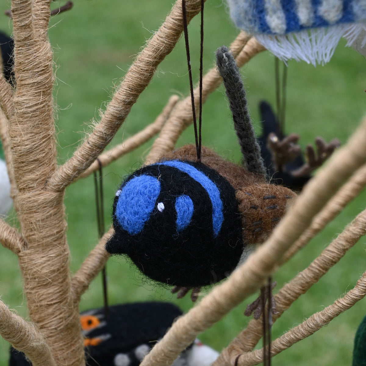 Red Tractor Designs - Handmade Felt Christmas Ornament Blue Wren