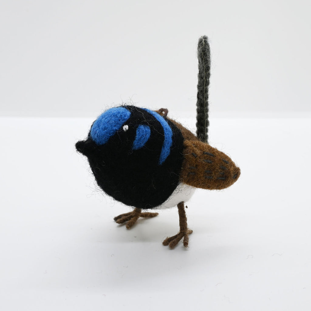 Red Tractor Designs - Handmade Felt Christmas Ornament Blue Wren