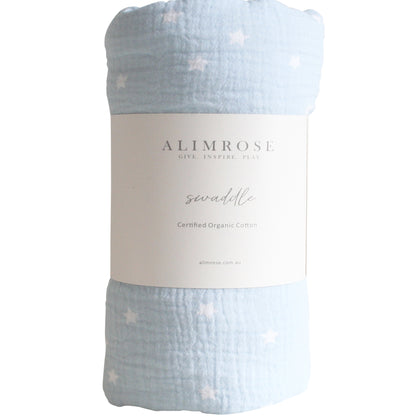 Alimrose Muslin Swaddle — Starry Night Baby Blue