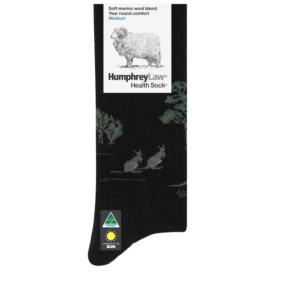 Humphrey Law Kangaroo Tourist Sock — Black