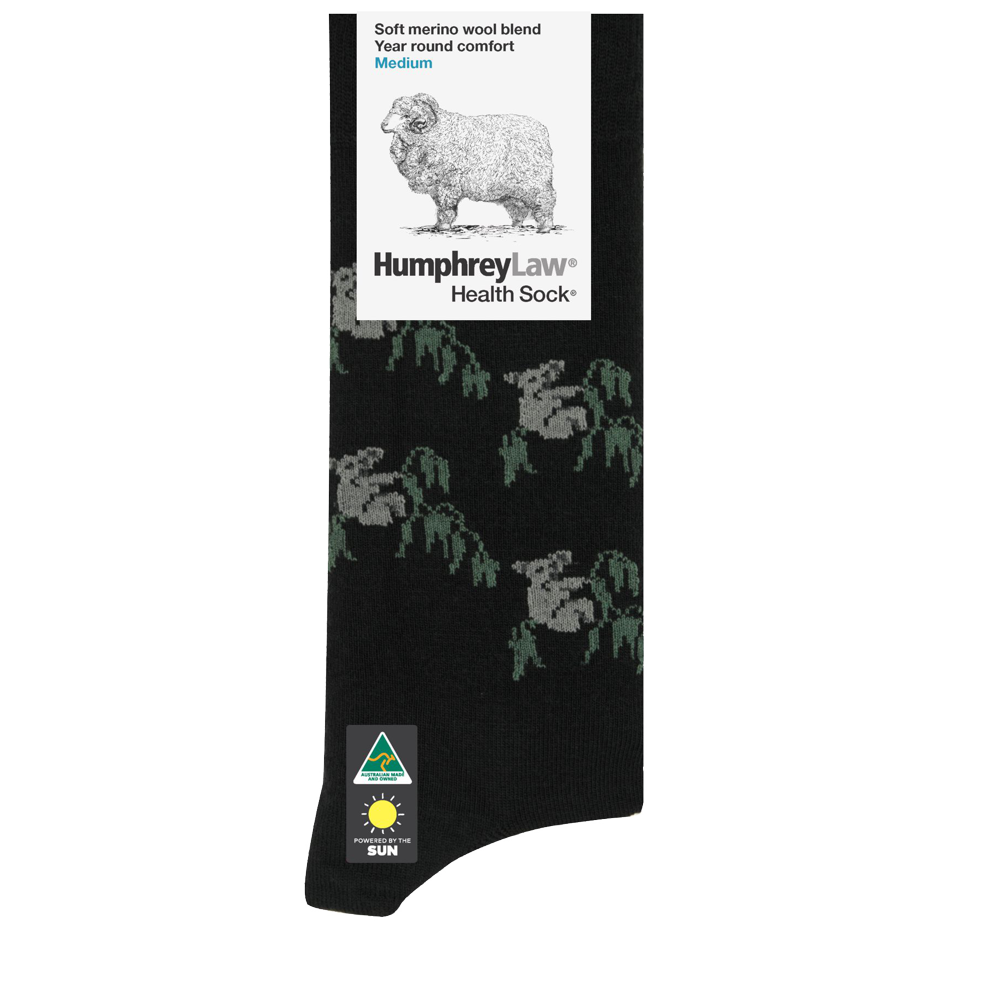 Humphrey Law Koala Tourist Sock — Black