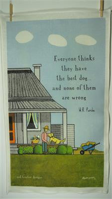 Red Tractor Designs Linen Tea Towel — Best Dog