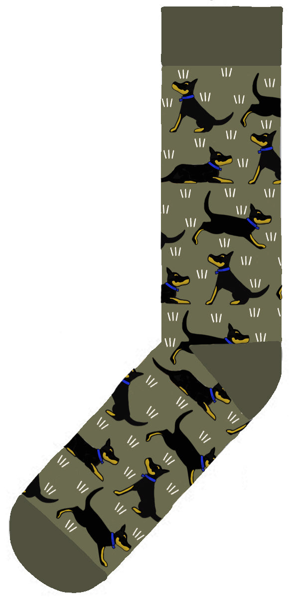 Red Tractor Designs Cotton Socks — Black and Tan Kelpies