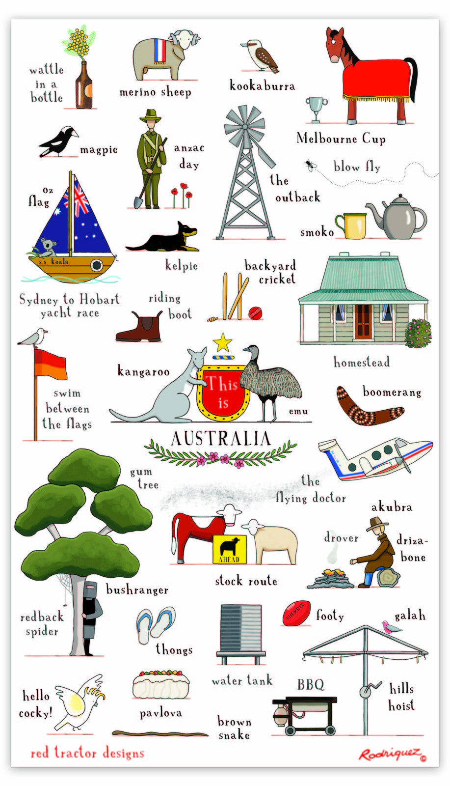 Red Tractor Designs Linen Tea Towel — This is Australia